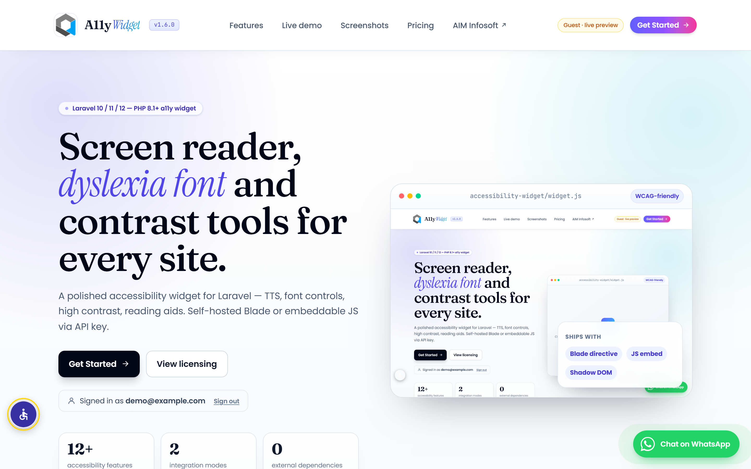 Accessibility Widget interface